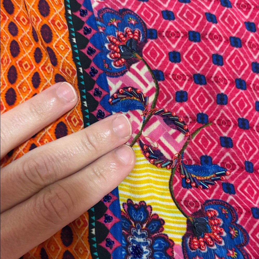 Bhanuni by Jyoti Emilia Beaded Peasant Blouse SZ M VGUC - Picture 6 of 10